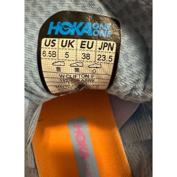 Hoka Clifton 9 Women's Running Shoes Blue/Orange Size 6.5B Sneakers - Picture 9 of 12